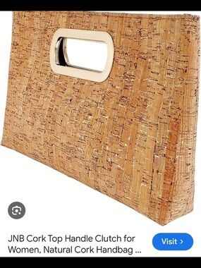 Natural Cork Top-Handle Clutch — Tan
